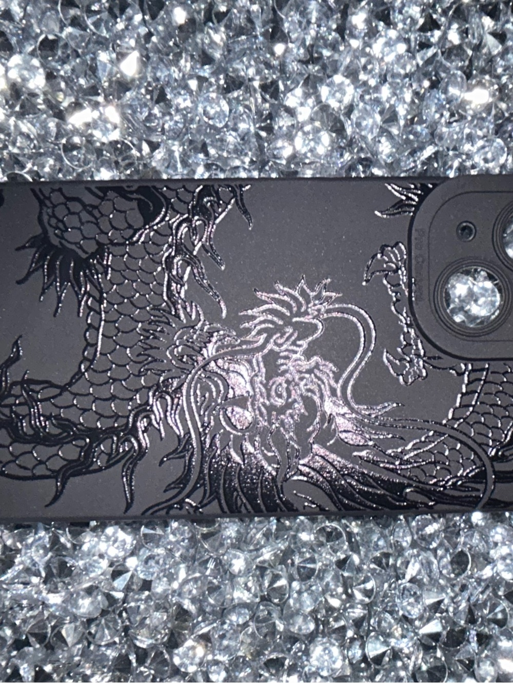 Black Dragon-Engraved Protective Phone Case - Black iPhone 15